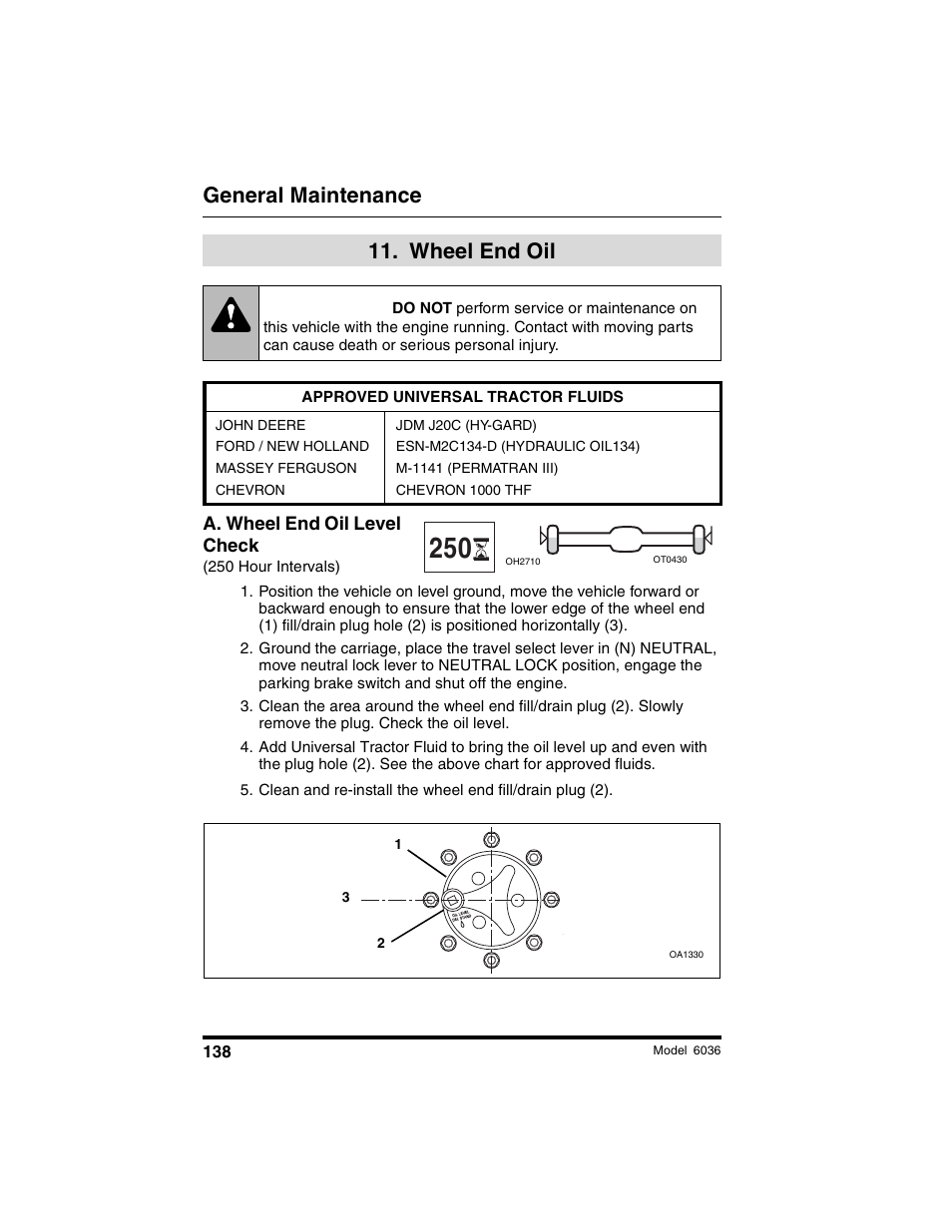 Warning, General maintenance, Wheel end oil | SkyTrak 6036 Tier II Operation Manual User Manual | Page 144 / 188