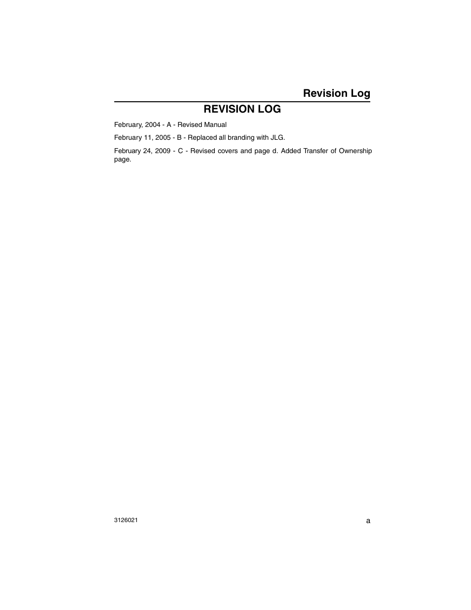 Revision log | SkyTrak 6036 Tier II Operation Manual User Manual | Page 3 / 188