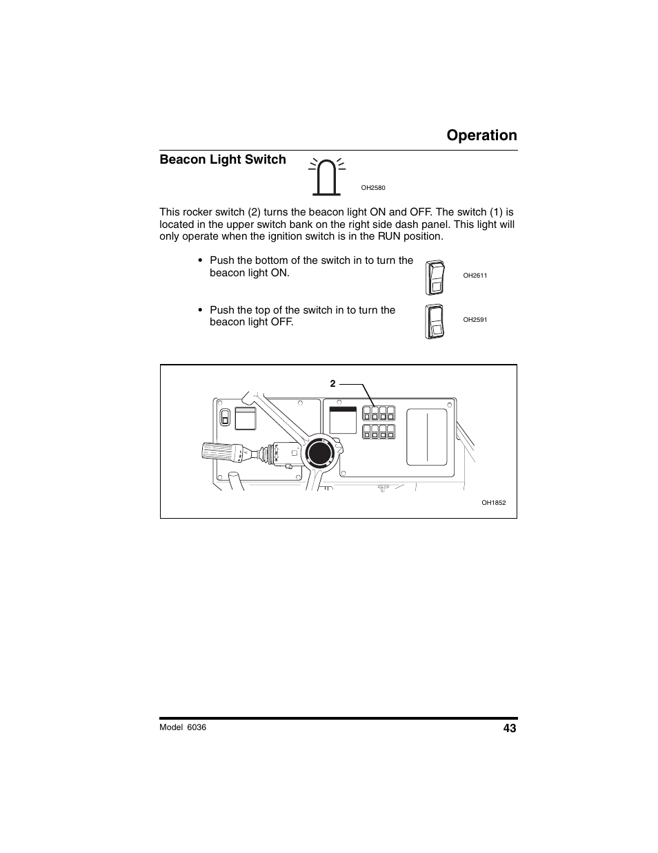 Operation, Beacon light switch | SkyTrak 6036 Tier II Operation Manual User Manual | Page 49 / 188