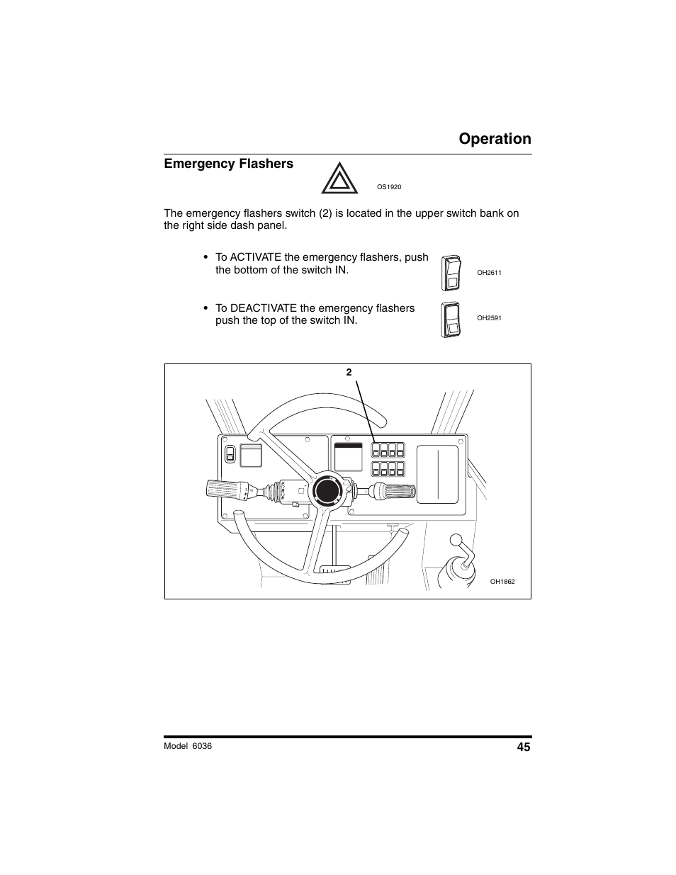 Operation, Emergency flashers | SkyTrak 6036 Tier II Operation Manual User Manual | Page 51 / 188