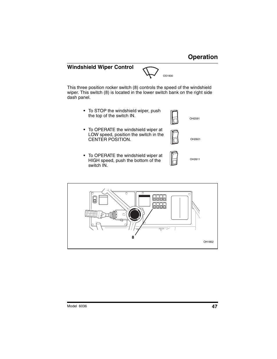 Operation, Windshield wiper control | SkyTrak 6036 Tier II Operation Manual User Manual | Page 53 / 188