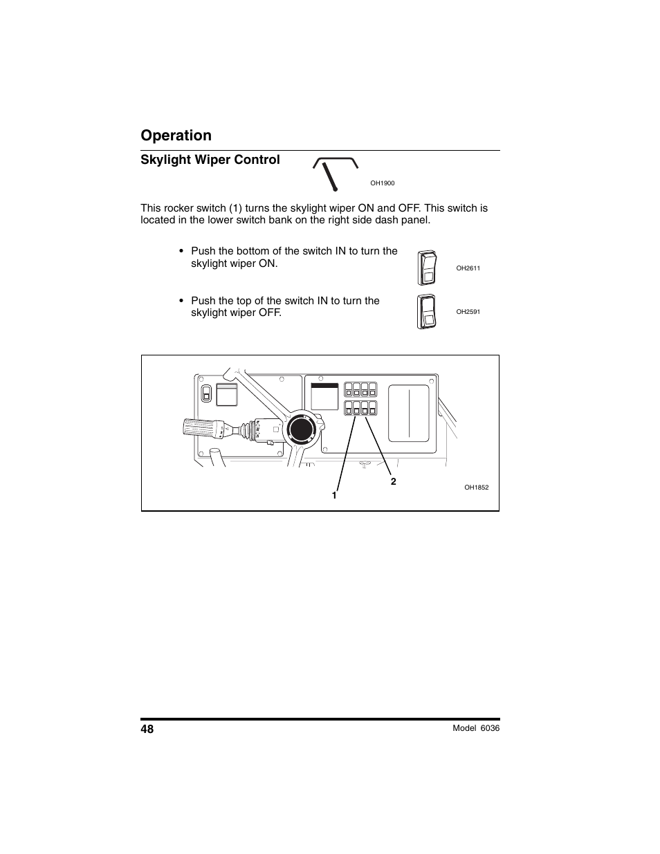 Operation, Skylight wiper control | SkyTrak 6036 Tier II Operation Manual User Manual | Page 54 / 188