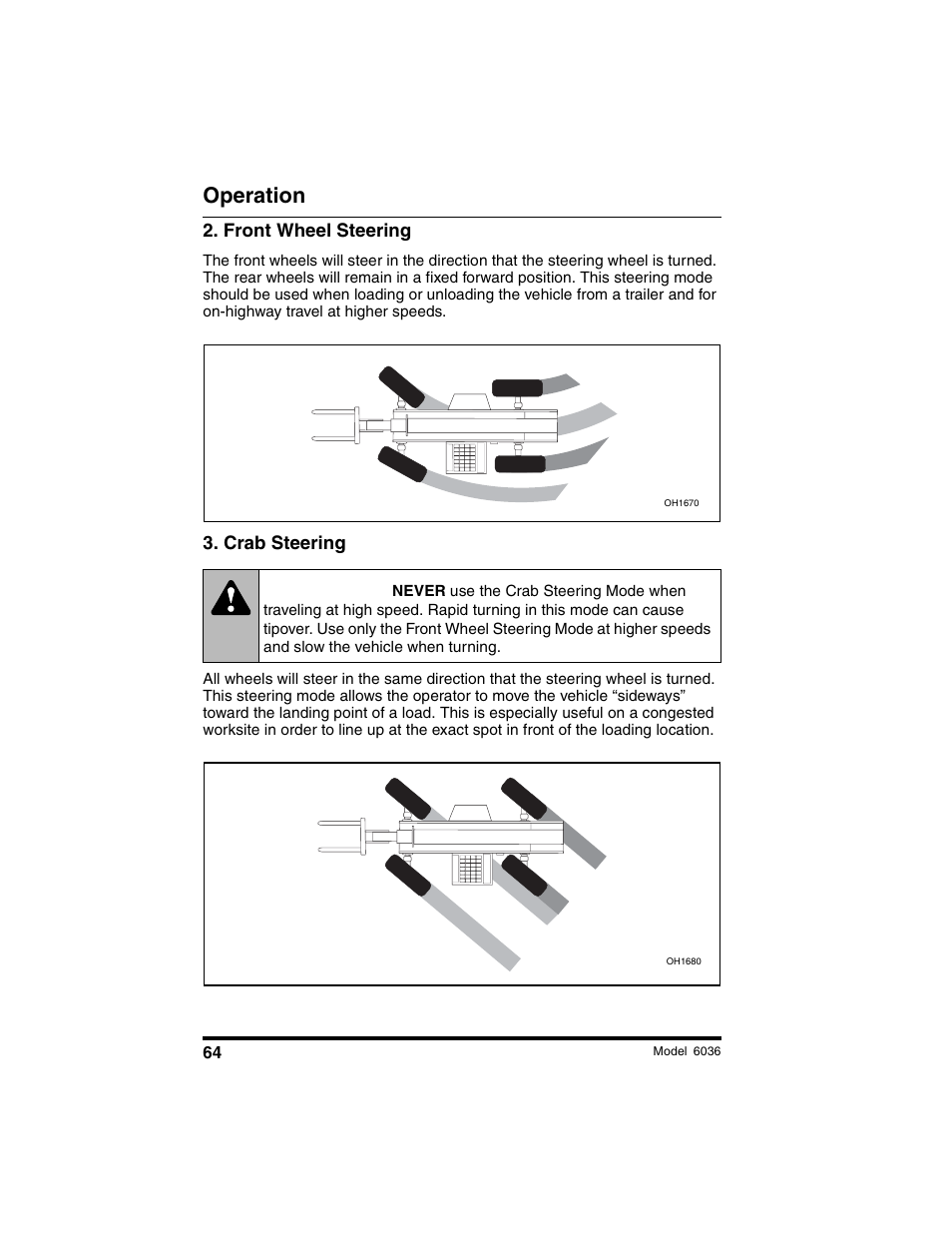 Warning, Operation | SkyTrak 6036 Tier II Operation Manual User Manual | Page 70 / 188