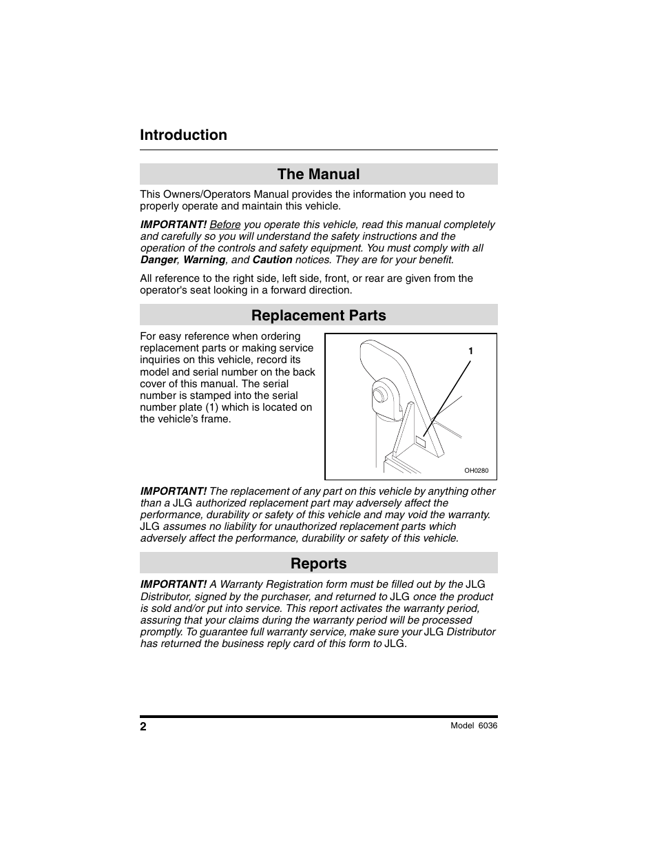 Introduction, The manual replacement parts reports | SkyTrak 6036 Tier II Operation Manual User Manual | Page 8 / 188