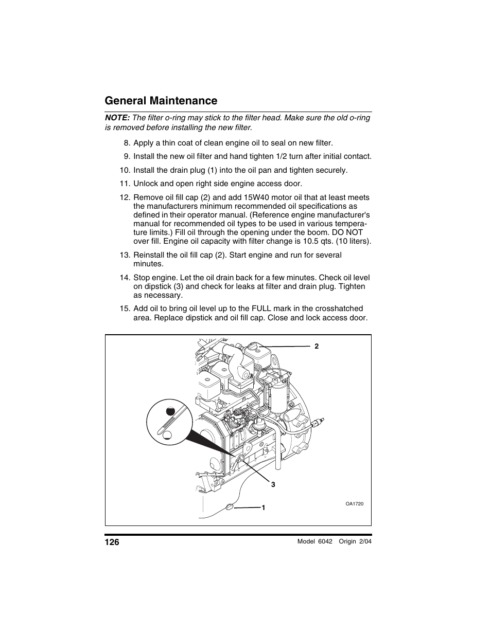 Unlock and open right side engine access door, General maintenance | SkyTrak 6042 Operation Manual User Manual | Page 128 / 196