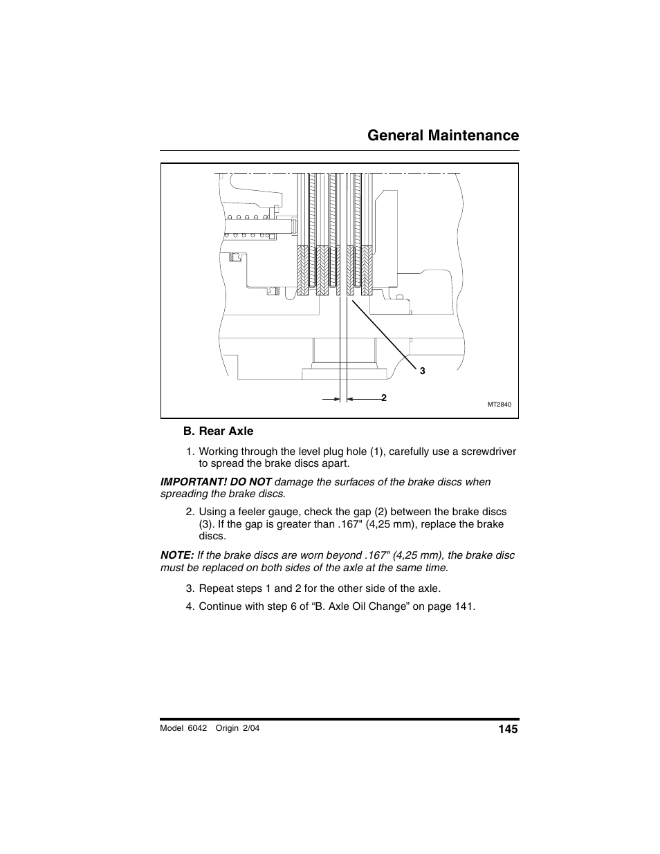 B. rear axle, General maintenance | SkyTrak 6042 Operation Manual User Manual | Page 147 / 196
