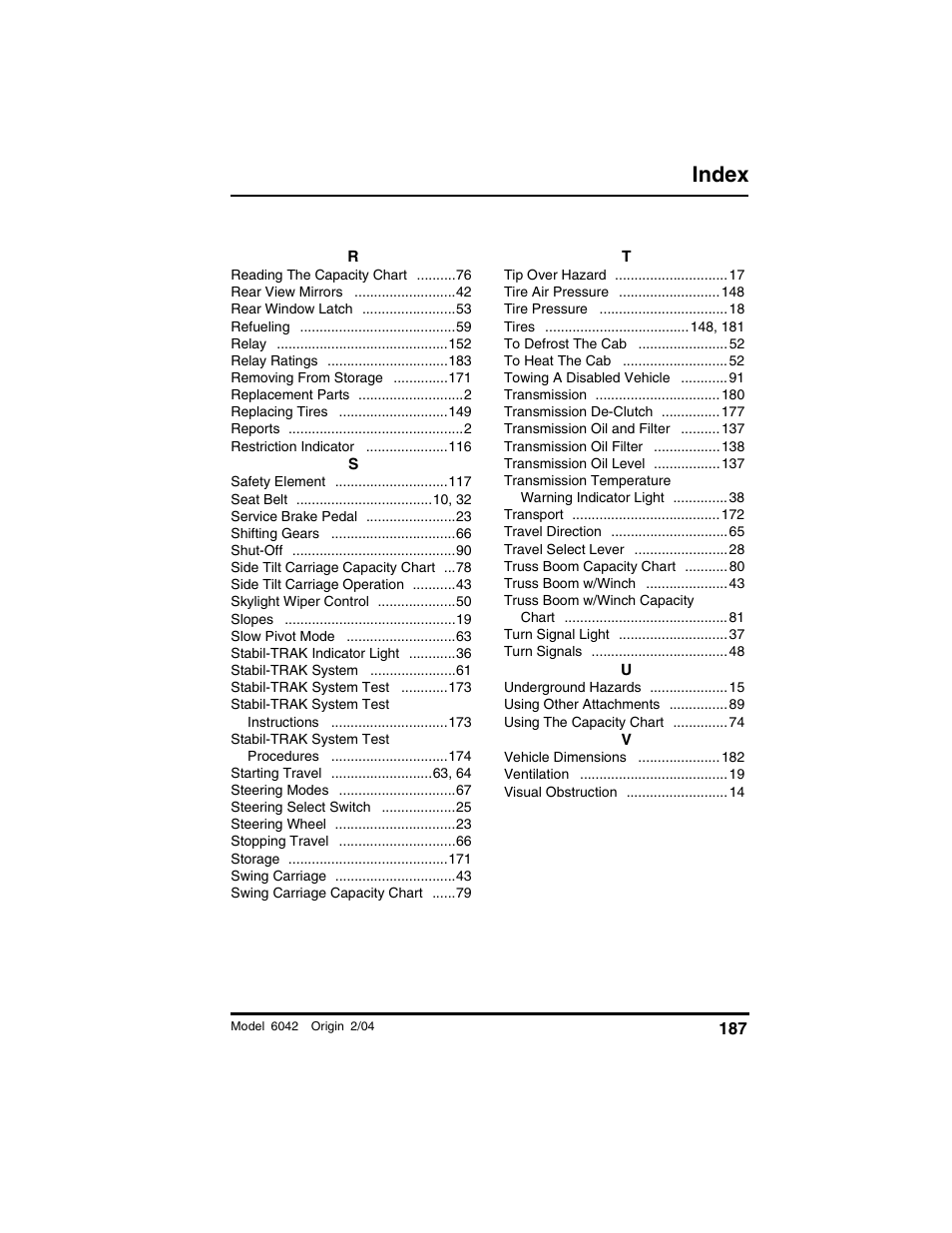 Index | SkyTrak 6042 Operation Manual User Manual | Page 189 / 196