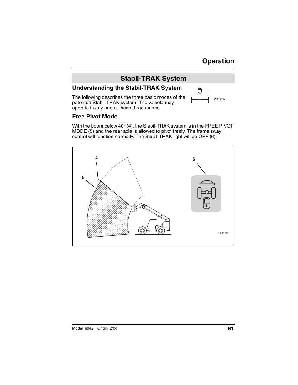 Stabil-trak system, Understanding the stabil-trak system, Free pivot mode | Operation | SkyTrak 6042 Operation Manual User Manual | Page 63 / 196
