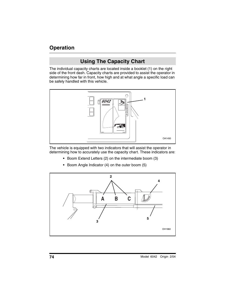 Using the capacity chart, Operation | SkyTrak 6042 Operation Manual User Manual | Page 76 / 196