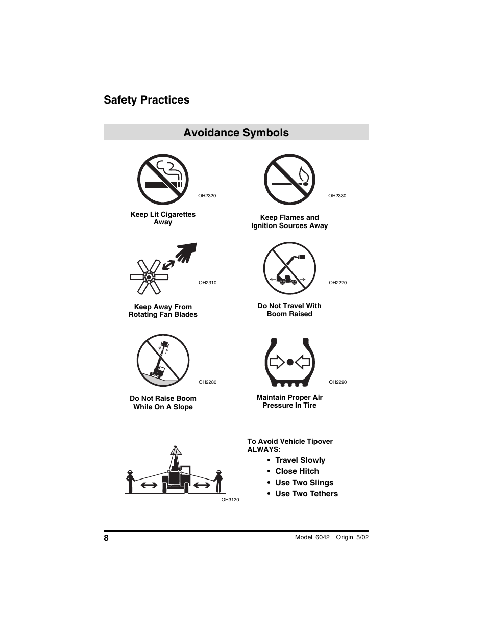Avoidance symbols, Safety practices avoidance symbols | SkyTrak 6042 Operation Manual User Manual | Page 10 / 188