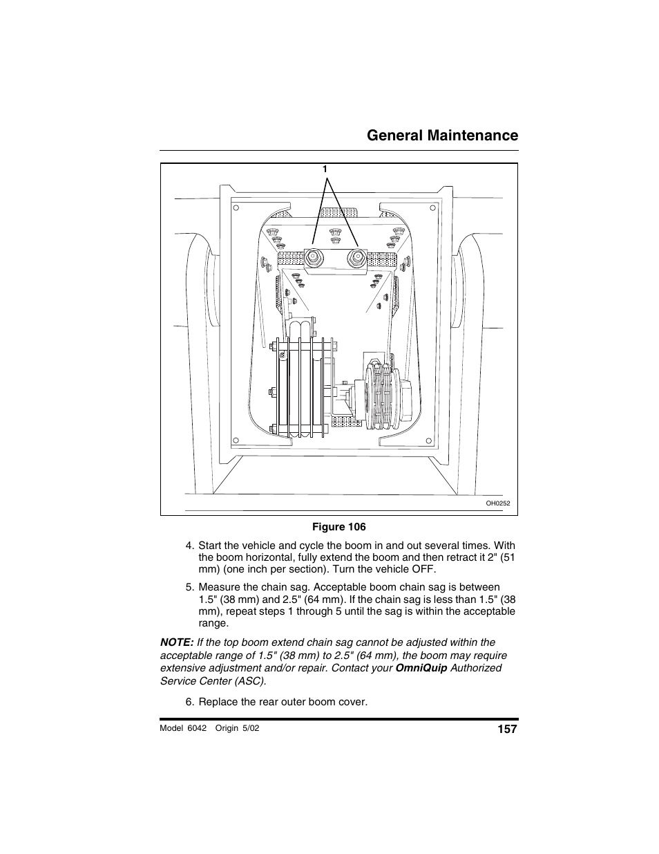 Figure 106, Replace the rear outer boom cover, General maintenance | SkyTrak 6042 Operation Manual User Manual | Page 159 / 188