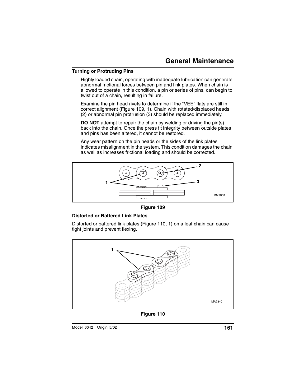 Figure 109, Figure 110, General maintenance | SkyTrak 6042 Operation Manual User Manual | Page 163 / 188