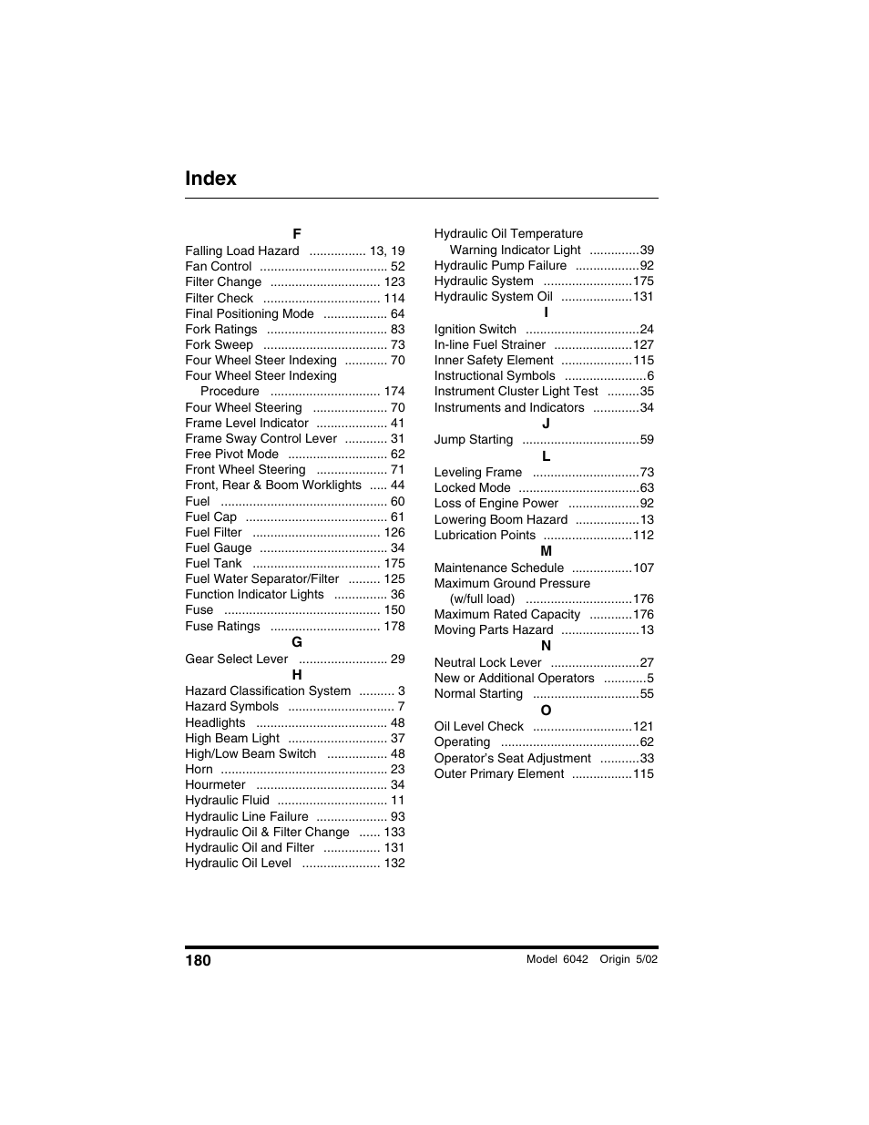 Index | SkyTrak 6042 Operation Manual User Manual | Page 182 / 188