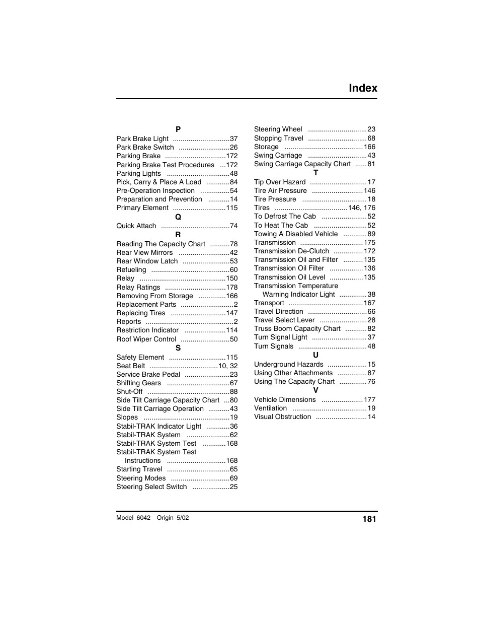 Index | SkyTrak 6042 Operation Manual User Manual | Page 183 / 188