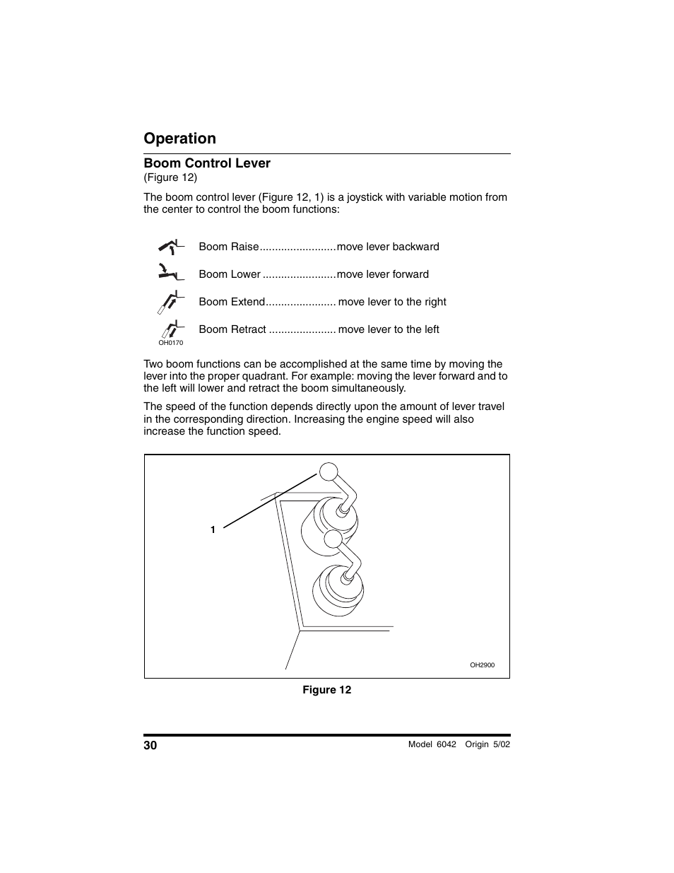 Boom control lever, Figure 12), Figure 12 | Operation | SkyTrak 6042 Operation Manual User Manual | Page 32 / 188