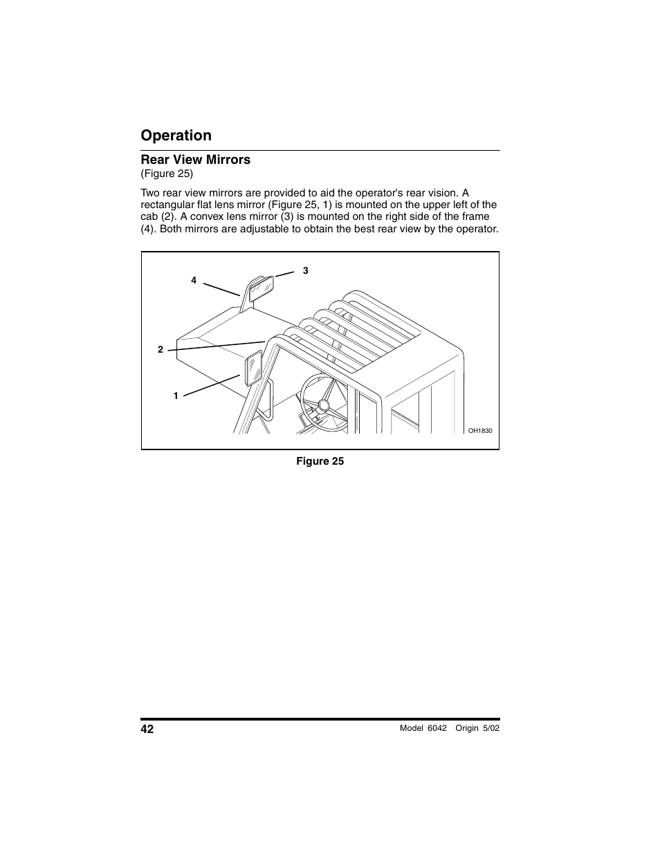 Rear view mirrors, Figure 25), Figure 25 | Operation | SkyTrak 6042 Operation Manual User Manual | Page 44 / 188