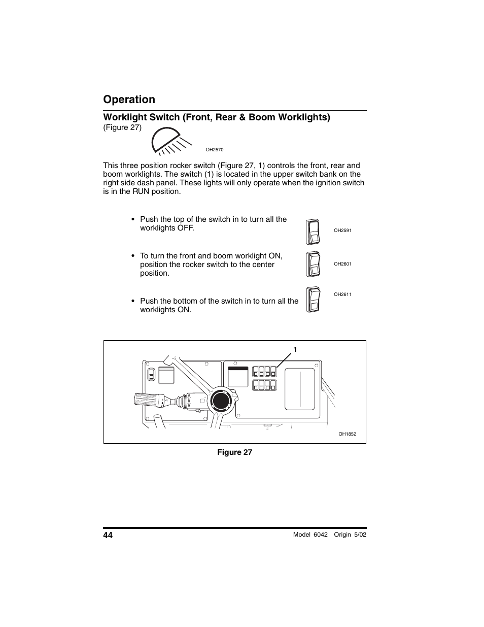 Worklight switch (front, rear & boom worklights), Figure 27), Figure 27 | Operation | SkyTrak 6042 Operation Manual User Manual | Page 46 / 188