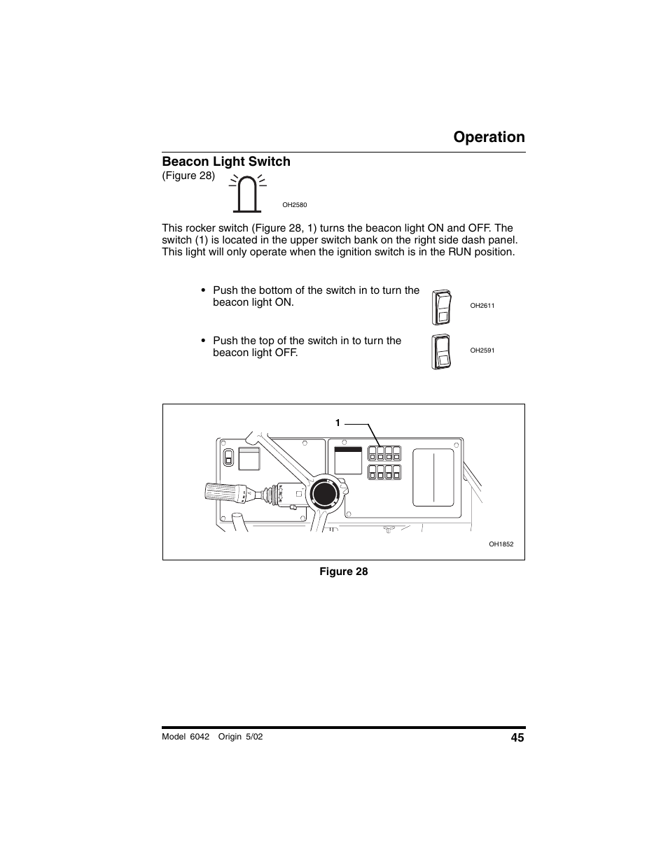 Beacon light switch, Figure 28), Figure 28 | Operation | SkyTrak 6042 Operation Manual User Manual | Page 47 / 188