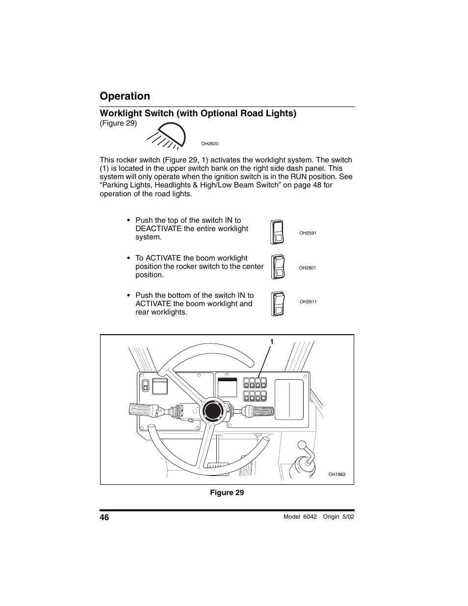 Worklight switch (with optional road lights), Figure 29), Figure 29 | Operation | SkyTrak 6042 Operation Manual User Manual | Page 48 / 188