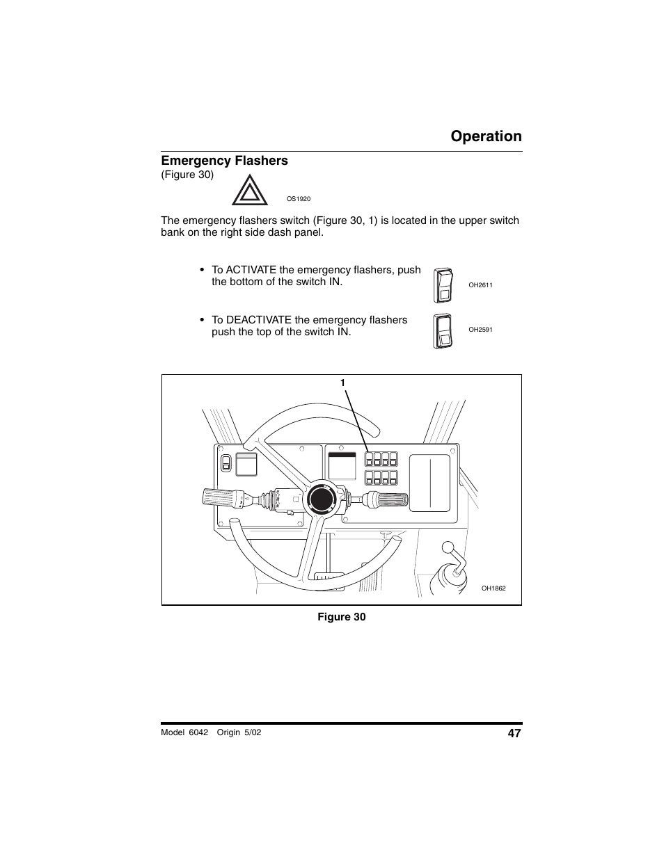 Emergency flashers, Figure 30), Figure 30 | Operation | SkyTrak 6042 Operation Manual User Manual | Page 49 / 188