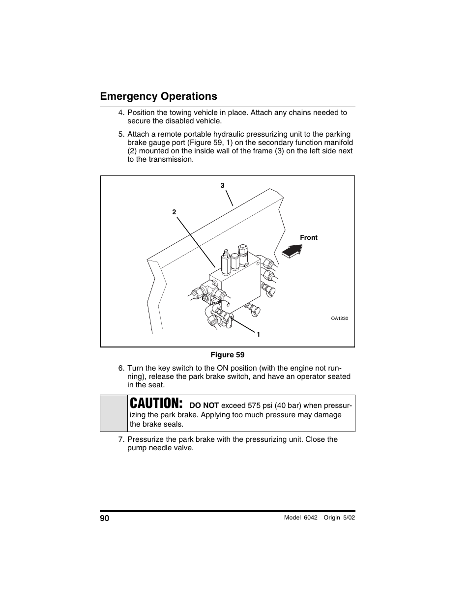 Figure 59, Caution, Emergency operations | SkyTrak 6042 Operation Manual User Manual | Page 92 / 188