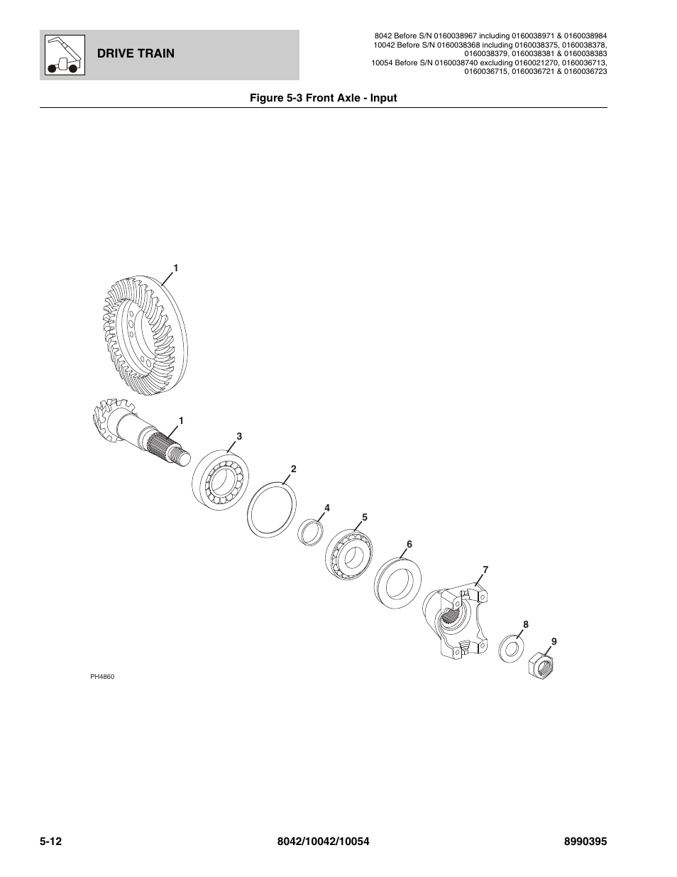 Figure 5-3 front axle - input, Front axle - input -12, Nput | See figure 5-3 for details), Drive train | SkyTrak 10042 Parts Manual User Manual | Page 184 / 590