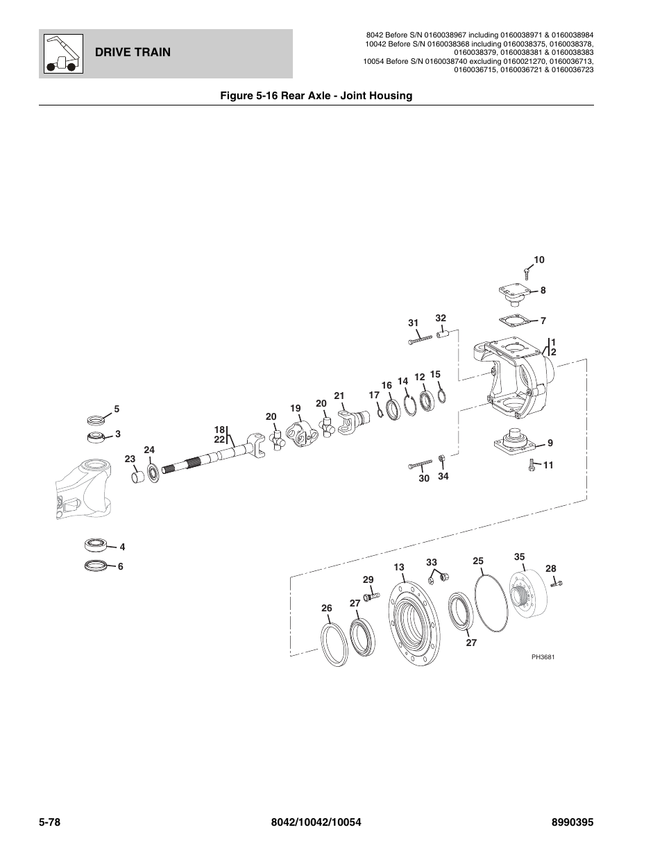 Figure 5-16 rear axle - joint housing, Rear axle - joint housing -78, Oint housing, (see figure 5-16 for details) | SkyTrak 10042 Parts Manual User Manual | Page 250 / 590