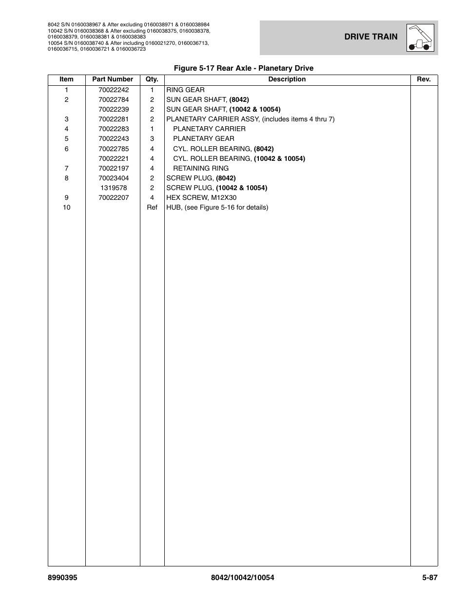 SkyTrak 10042 Parts Manual User Manual | Page 259 / 590
