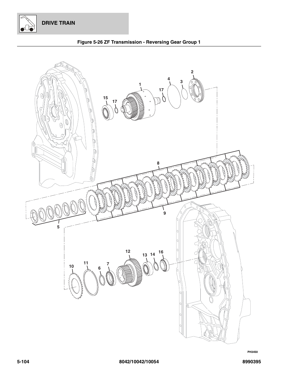 Zf transmission - reversing gear group 1 -104 | SkyTrak 10042 Parts Manual User Manual | Page 276 / 590