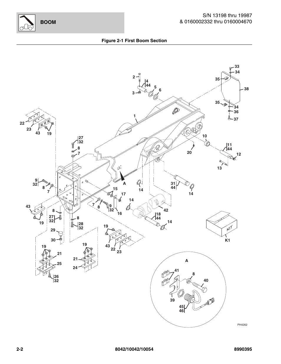 Figure 2-1 first boom section, First boom section -2 | SkyTrak 10042 Parts Manual User Manual | Page 28 / 590