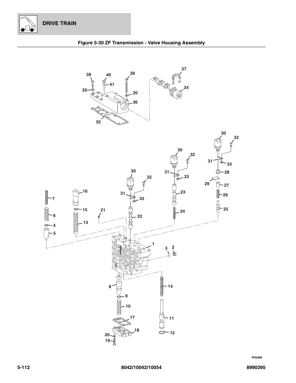 Zf transmission - valve housing assembly -112, Housing assy, (see figure 5-30 for details) | SkyTrak 10042 Parts Manual User Manual | Page 284 / 590