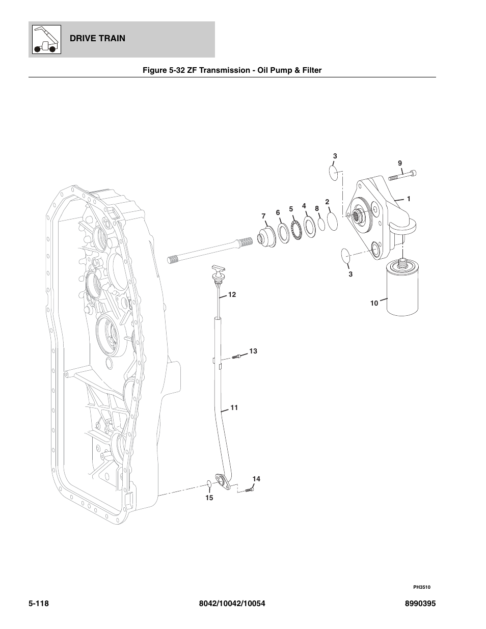 Figure 5-32 zf transmission - oil pump & filter, Zf transmission - oil pump & filter -118, Er, (see figure 5-32 for details) | SkyTrak 10042 Parts Manual User Manual | Page 290 / 590