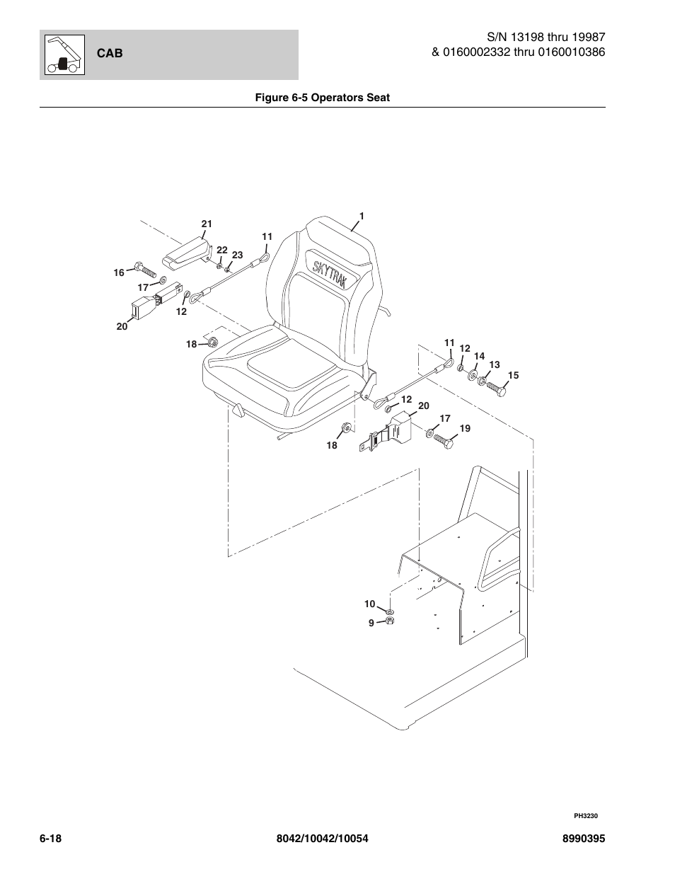 Figure 6-5 operators seat, Operators seat -18 | SkyTrak 10042 Parts Manual User Manual | Page 318 / 590