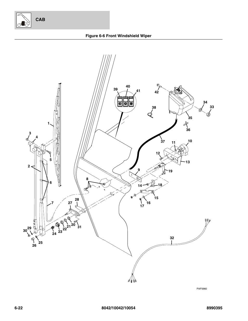 Figure 6-6 front windshield wiper, Front windshield wiper -22, Assy, (see figure 6-6 for details) | R, (see figure 6-6 for details) | SkyTrak 10042 Parts Manual User Manual | Page 322 / 590