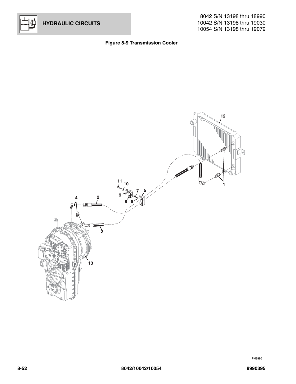Figure 8-9 transmission cooler, Transmission cooler -52, Amp, (see figure 8-9 for details) | SkyTrak 10042 Parts Manual User Manual | Page 406 / 590