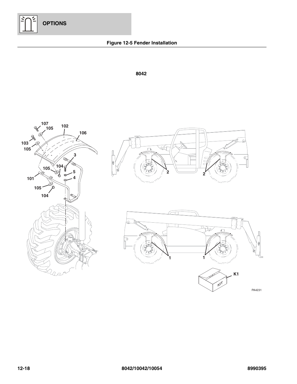 Figure 12-5 fender installation, Fender installation -18 | SkyTrak 10042 Parts Manual User Manual | Page 552 / 590