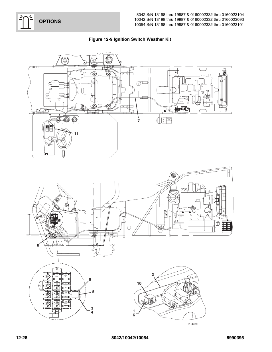 Figure 12-9 ignition switch weather kit, Ignition switch weather kit -28, Options | SkyTrak 10042 Parts Manual User Manual | Page 562 / 590