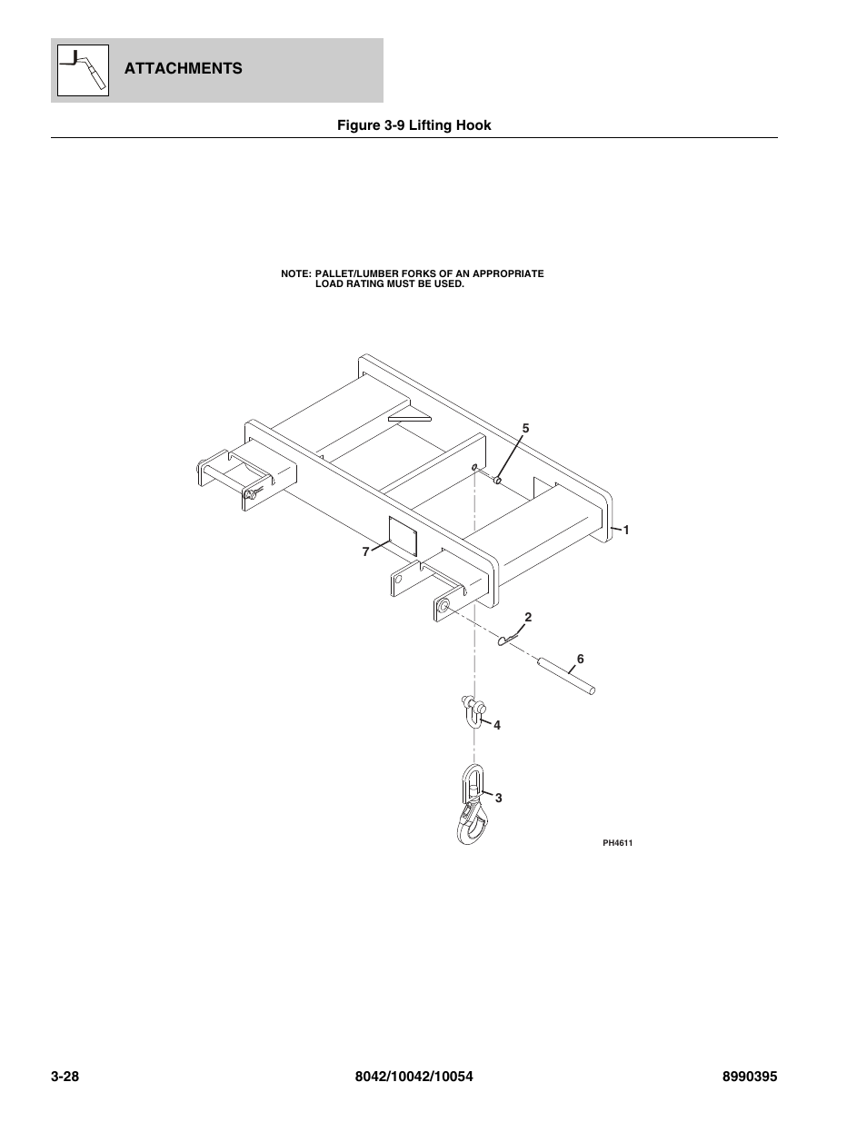Figure 3-9 lifting hook, Lifting hook -28 | SkyTrak 10042 Parts Manual User Manual | Page 86 / 590
