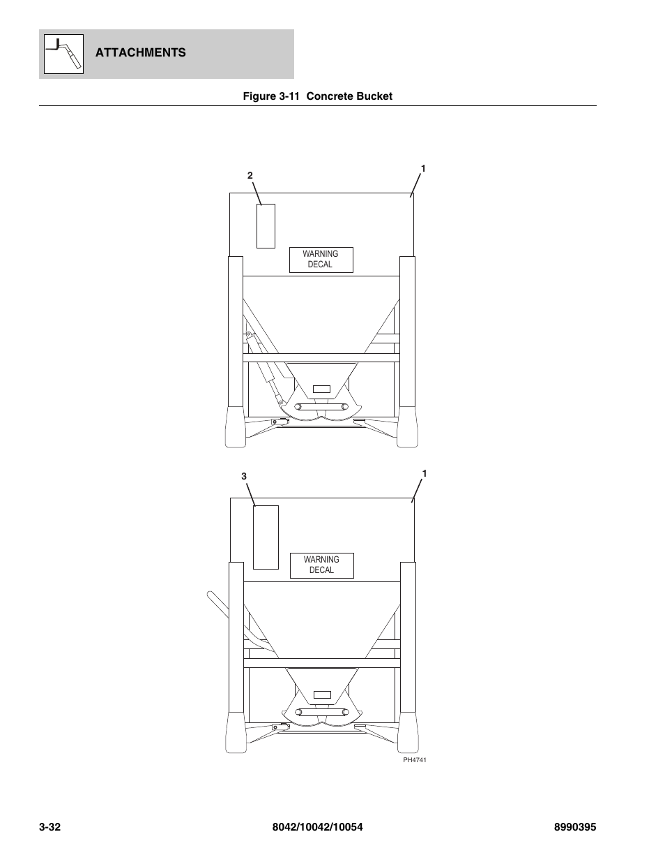 Figure 3-11 concrete bucket, Concrete bucket -32 | SkyTrak 10042 Parts Manual User Manual | Page 90 / 590