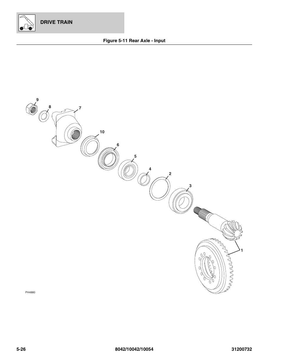 Figure 5-11 rear axle - input, Rear axle - input -26, T, (see figure 5-11 for details) | SkyTrak 8042 Parts Manual User Manual | Page 144 / 388