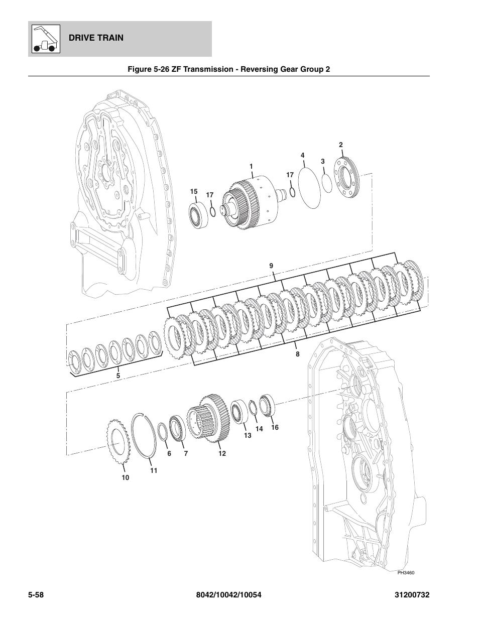 Zf transmission - reversing gear group 2 -58, Oup 2, (see figure 5-26 for details) | SkyTrak 8042 Parts Manual User Manual | Page 176 / 388