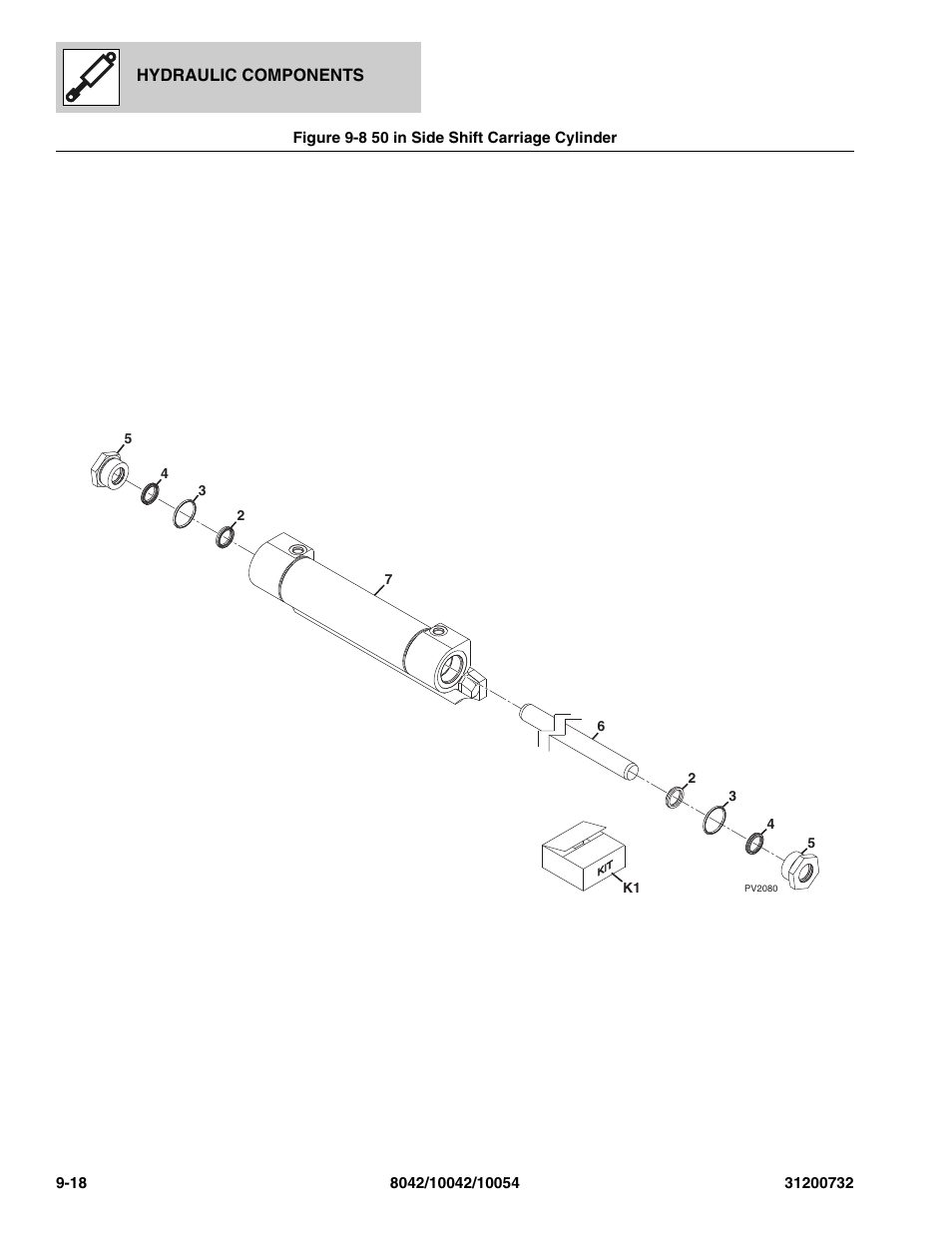 Figure 9-8 50 in side shift carriage cylinder, 50 in side shift carriage cylinder -18 | SkyTrak 8042 Parts Manual User Manual | Page 278 / 388
