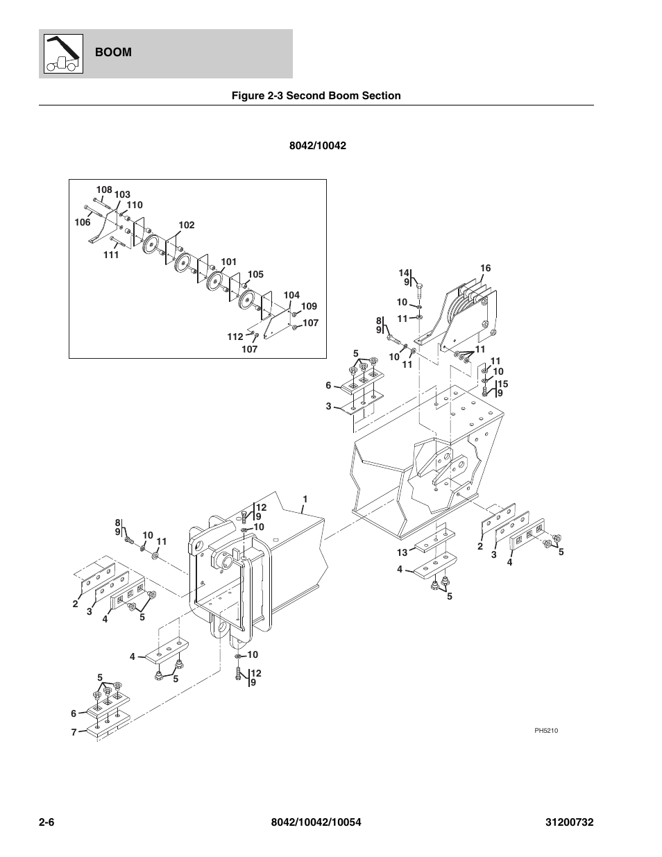 Figure 2-3 second boom section, Second boom section -6 | SkyTrak 8042 Parts Manual User Manual | Page 28 / 388