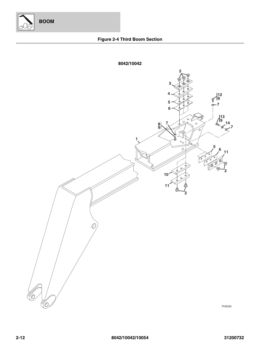 Figure 2-4 third boom section, Third boom section -12 | SkyTrak 8042 Parts Manual User Manual | Page 34 / 388