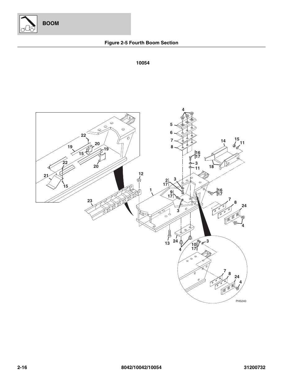 Figure 2-5 fourth boom section, Fourth boom section -16 | SkyTrak 8042 Parts Manual User Manual | Page 38 / 388