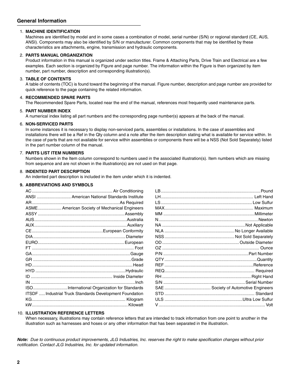 General information | SkyTrak 8042 Parts Manual User Manual | Page 6 / 388