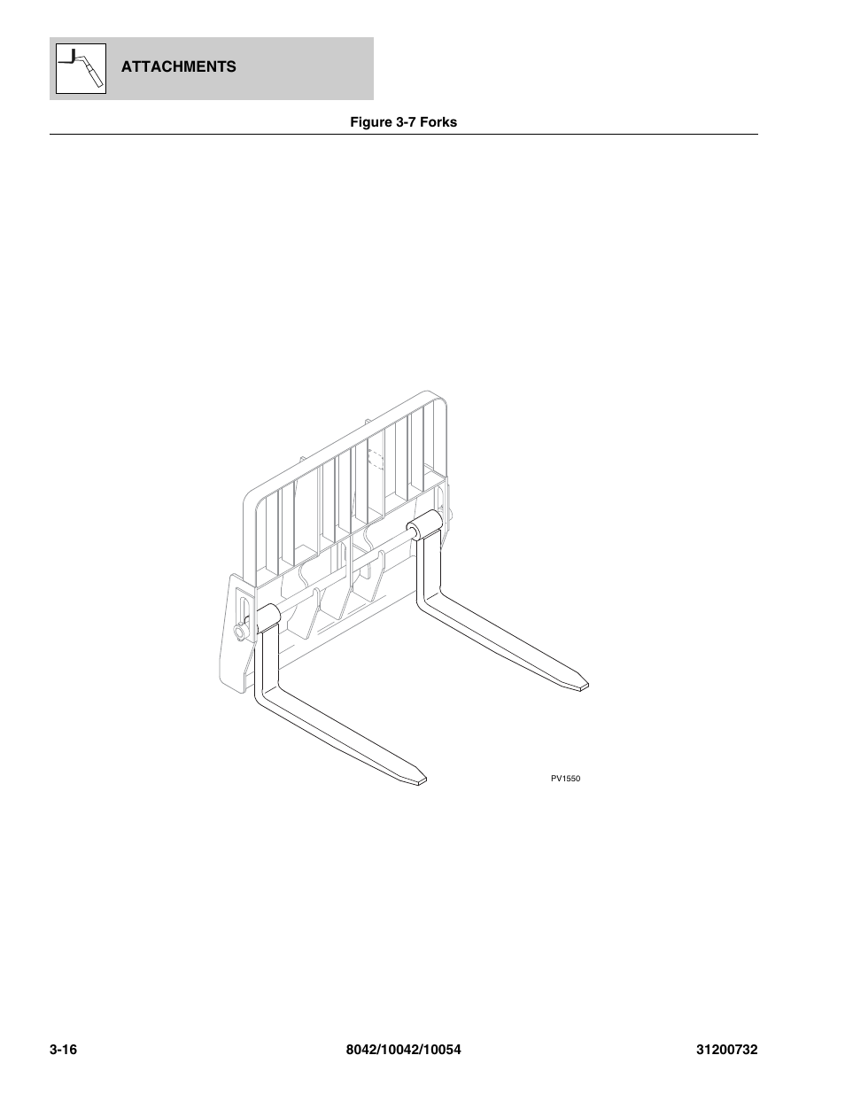 Figure 3-7 forks, Forks -16 | SkyTrak 8042 Parts Manual User Manual | Page 66 / 388