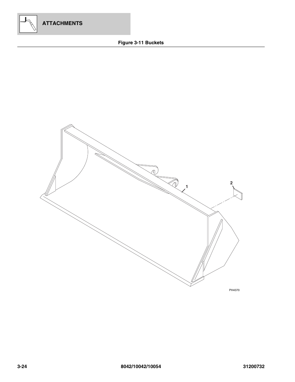 Figure 3-11 buckets, Buckets -24 | SkyTrak 8042 Parts Manual User Manual | Page 74 / 388