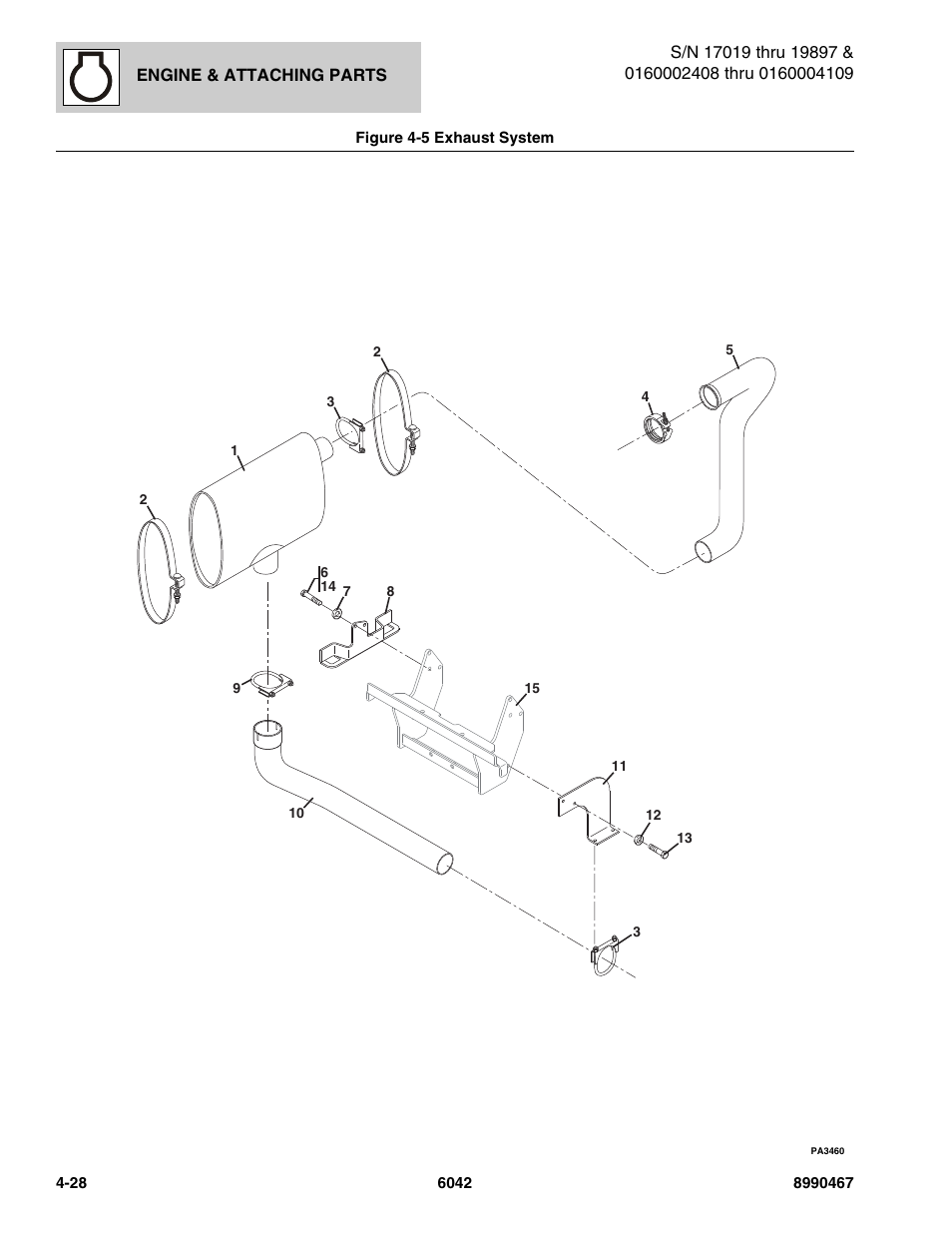 Figure 4-5 exhaust system, Exhaust system -28 | SkyTrak 6042 Parts Manual User Manual | Page 118 / 466