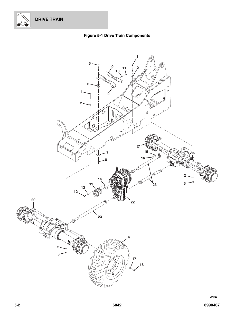 Figure 5-1 drive train components, Drive train components -2 | SkyTrak 6042 Parts Manual User Manual | Page 134 / 466